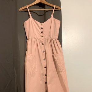 Midi dress button down with front pockets